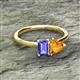 2 - Esther Emerald Shape Tanzanite & Heart Shape Citrine 2 Stone Duo Ring 