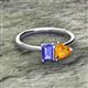 2 - Esther Emerald Shape Tanzanite & Heart Shape Citrine 2 Stone Duo Ring 