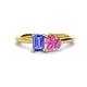 1 - Esther Emerald Shape Tanzanite & Heart Shape Lab Created Pink Sapphire 2 Stone Duo Ring 