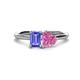 1 - Esther Emerald Shape Tanzanite & Heart Shape Lab Created Pink Sapphire 2 Stone Duo Ring 