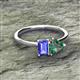 2 - Esther Emerald Shape Tanzanite & Heart Shape Lab Created Alexandrite 2 Stone Duo Ring 