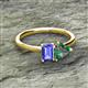 2 - Esther Emerald Shape Tanzanite & Heart Shape Lab Created Alexandrite 2 Stone Duo Ring 