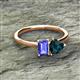 2 - Esther Emerald Shape Tanzanite & Heart Shape London Blue Topaz 2 Stone Duo Ring 