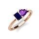 3 - Esther Emerald Shape Lab Created Blue Sapphire & Heart Shape Amethyst 2 Stone Duo Ring 