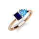 3 - Esther Emerald Shape Lab Created Blue Sapphire & Heart Shape Blue Topaz 2 Stone Duo Ring 