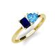 3 - Esther Emerald Shape Lab Created Blue Sapphire & Heart Shape Blue Topaz 2 Stone Duo Ring 