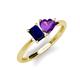 3 - Esther Emerald Shape Lab Created Blue Sapphire & Heart Shape Amethyst 2 Stone Duo Ring 