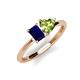 3 - Esther Emerald Shape Lab Created Blue Sapphire & Heart Shape Peridot 2 Stone Duo Ring 