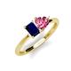 3 - Esther Emerald Shape Lab Created Blue Sapphire & Heart Shape Pink Tourmaline 2 Stone Duo Ring 