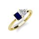 3 - Esther Emerald Shape Lab Created Blue Sapphire & Heart Shape White Sapphire 2 Stone Duo Ring 