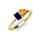 3 - Esther Emerald Shape Lab Created Blue Sapphire & Heart Shape Citrine 2 Stone Duo Ring 