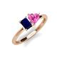 3 - Esther Emerald Shape Lab Created Blue Sapphire & Heart Shape Lab Created Pink Sapphire 2 Stone Duo Ring 