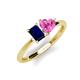 3 - Esther Emerald Shape Lab Created Blue Sapphire & Heart Shape Lab Created Pink Sapphire 2 Stone Duo Ring 