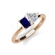 3 - Esther Emerald Shape Lab Created Blue Sapphire & Heart Shape Lab Created White Sapphire 2 Stone Duo Ring 