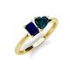 3 - Esther Emerald Shape Lab Created Blue Sapphire & Heart Shape London Blue Topaz 2 Stone Duo Ring 