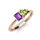 3 - Esther Emerald Shape Amethyst & Heart Shape Peridot 2 Stone Duo Ring 