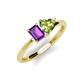 3 - Esther Emerald Shape Amethyst & Heart Shape Peridot 2 Stone Duo Ring 