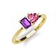 3 - Esther Emerald Shape Amethyst & Heart Shape Pink Tourmaline 2 Stone Duo Ring 