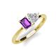 3 - Esther Emerald Shape Amethyst & Heart Shape White Sapphire 2 Stone Duo Ring 