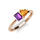 3 - Esther Emerald Shape Amethyst & Heart Shape Citrine 2 Stone Duo Ring 