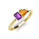 3 - Esther Emerald Shape Amethyst & Heart Shape Citrine 2 Stone Duo Ring 