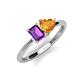 3 - Esther Emerald Shape Amethyst & Heart Shape Citrine 2 Stone Duo Ring 