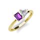 3 - Esther GIA Certified Heart Shape Diamond & Emerald Shape Amethyst 2 Stone Duo Ring 