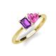 3 - Esther Emerald Shape Amethyst & Heart Shape Lab Created Pink Sapphire 2 Stone Duo Ring 