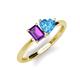 3 - Esther Emerald Shape Amethyst & Heart Shape Blue Topaz 2 Stone Duo Ring 