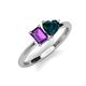 3 - Esther Emerald Shape Amethyst & Heart Shape London Blue Topaz 2 Stone Duo Ring 