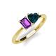 3 - Esther Emerald Shape Amethyst & Heart Shape London Blue Topaz 2 Stone Duo Ring 