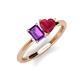 3 - Esther Emerald Shape Amethyst & Heart Shape Lab Created Ruby 2 Stone Duo Ring 