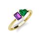 3 - Esther Emerald Shape Amethyst & Heart Shape Lab Created Emerald 2 Stone Duo Ring 