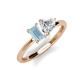 3 - Esther GIA Certified Heart Shape Diamond & Emerald Shape Aquamarine 2 Stone Duo Ring 