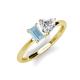 3 - Esther Emerald Shape Aquamarine & Heart Shape Forever Brilliant Moissanite 2 Stone Duo Ring 