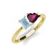 3 - Esther Emerald Shape Aquamarine & Heart Shape Rhodolite Garnet 2 Stone Duo Ring 