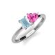 3 - Esther Emerald Shape Aquamarine & Heart Shape Pink Sapphire 2 Stone Duo Ring 