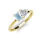 3 - Esther Emerald Shape Aquamarine & Heart Shape White Sapphire 2 Stone Duo Ring 