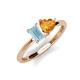 3 - Esther Emerald Shape Aquamarine & Heart Shape Citrine 2 Stone Duo Ring 