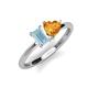 3 - Esther Emerald Shape Aquamarine & Heart Shape Citrine 2 Stone Duo Ring 