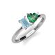 3 - Esther Emerald Shape Aquamarine & Heart Shape Lab Created Alexandrite 2 Stone Duo Ring 
