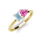 3 - Esther Emerald Shape Aquamarine & Heart Shape Lab Created Pink Sapphire 2 Stone Duo Ring 