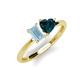 3 - Esther Emerald Shape Aquamarine & Heart Shape London Blue Topaz 2 Stone Duo Ring 