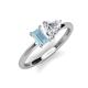 3 - Esther Emerald Shape Aquamarine & Heart Shape Forever One Moissanite 2 Stone Duo Ring 