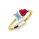 3 - Esther Emerald Shape Aquamarine & Heart Shape Lab Created Ruby 2 Stone Duo Ring 