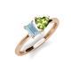 3 - Esther Emerald Shape Aquamarine & Heart Shape Peridot 2 Stone Duo Ring 
