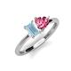 3 - Esther Emerald Shape Aquamarine & Heart Shape Pink Tourmaline 2 Stone Duo Ring 