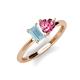 3 - Esther Emerald Shape Aquamarine & Heart Shape Pink Tourmaline 2 Stone Duo Ring 