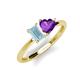 3 - Esther Emerald Shape Aquamarine & Heart Shape Amethyst 2 Stone Duo Ring 