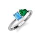 3 - Esther Emerald Shape Blue Topaz & Heart Shape Lab Created Emerald 2 Stone Duo Ring 